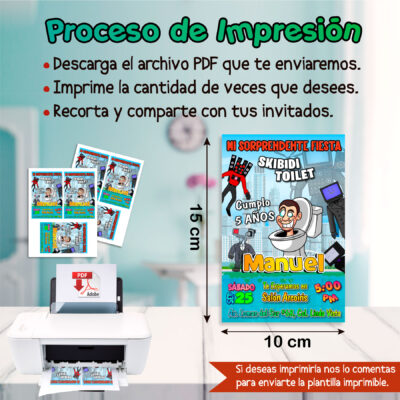 Skibidi Toilet Invitación Digital de Cumpleaños