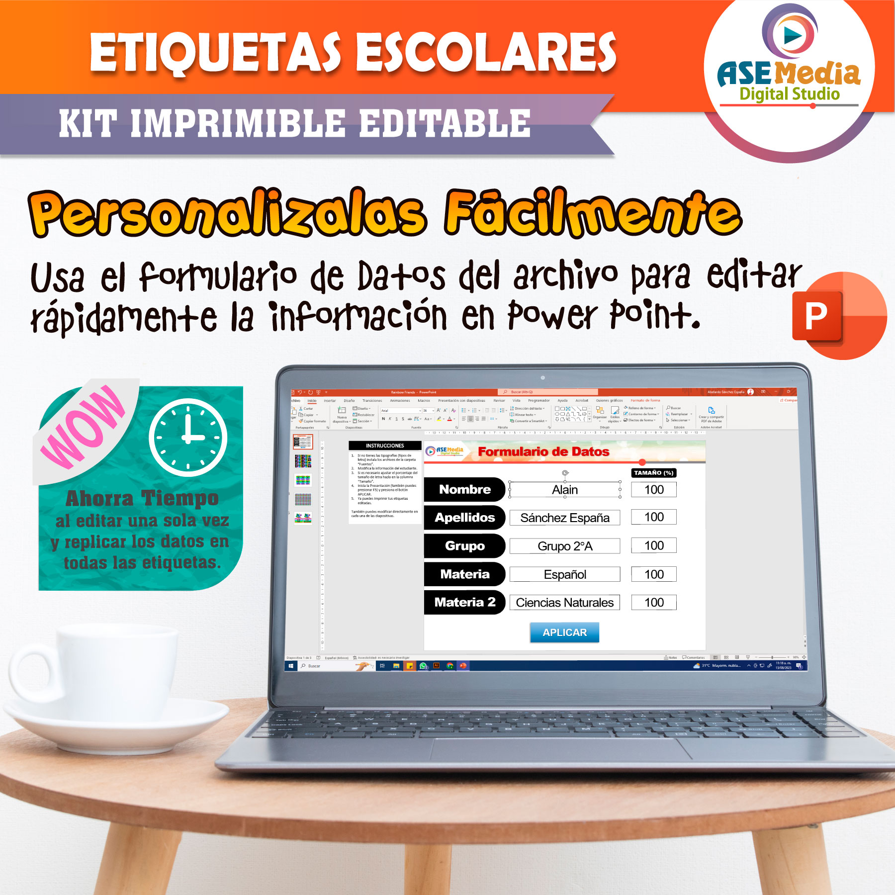 Bob Esponja Etiquetas Escolares Editables