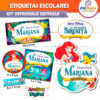 La Sirenita Ariel Etiquetas Escolares Editables