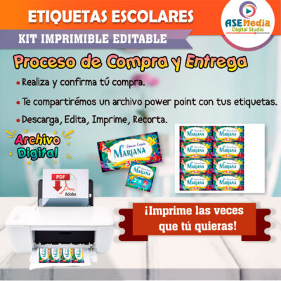 La Sirenita Ariel Etiquetas Escolares Editables