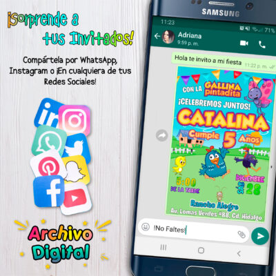 Gallina Pintadita Invitación Digital de Cumpleaños