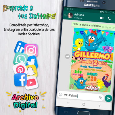 Gallina Pintadita Invitación Digital de Cumpleaños Mod. 02