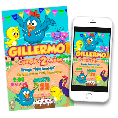 Gallina Pintadita Invitación Digital de Cumpleaños Mod. 02