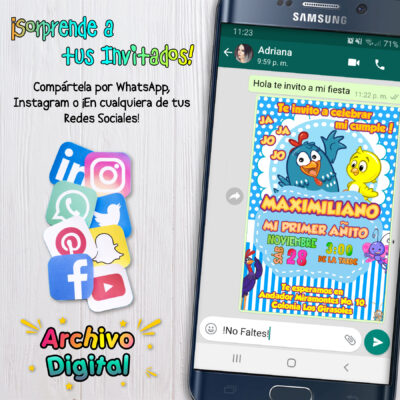 Gallina Pintadita Invitación Digital de Cumpleaños Mod. 03