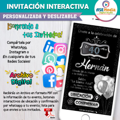 Mi Cumpleaños Plateado Invitación Interactiva de Cumpleaños - Imagen 3