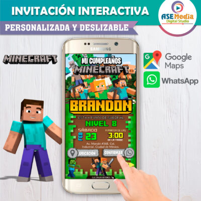 Alternative view of Minecraft Invitación Interactiva de Cumpleaños