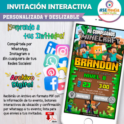 Minecraft Invitación Interactiva de Cumpleaños - Imagen 3