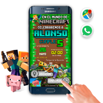 Minecraft Invitación Interactiva de Cumpleaños Mod. 02