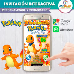 Alternative view of Pokémon, Charmander Invitación Interactiva de Cumpleaños