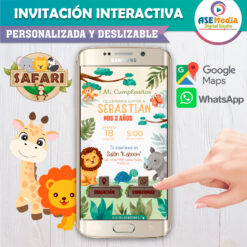 Alternative view of Safari, Animalitos de la Selva Invitación Interactiva de Cumpleaños