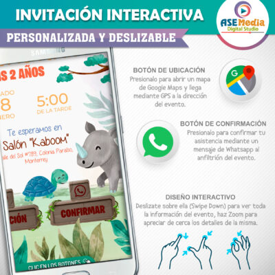 Safari, Animalitos de la Selva Invitación Interactiva de Cumpleaños - Imagen 4