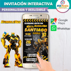 Transformers Bumblebee Invitación Interactiva de Cumpleaños