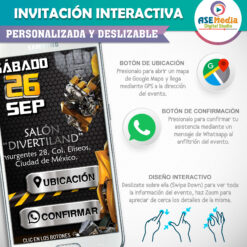 Transformers Bumblebee Invitación Interactiva de Cumpleaños