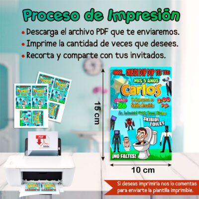 Skibidi Toilet Invitación Digital de Cumpleaños Mod. 02