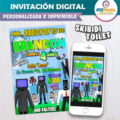 Skibidi Toilet TV Man Camara Man Invitación Digital de Cumpleaños