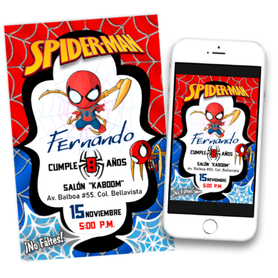 Iron Spiderman Baby Invitación Digital de Cumpleaños
