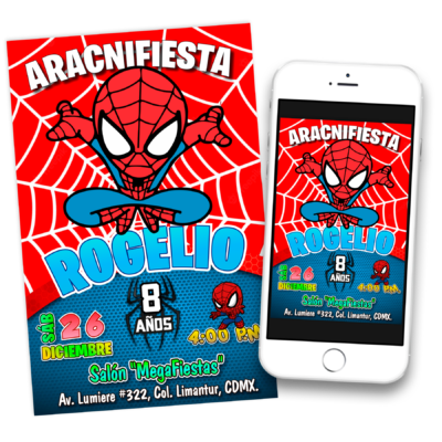 Spiderman Chibi Baby Invitación Digital de Cumpleaños