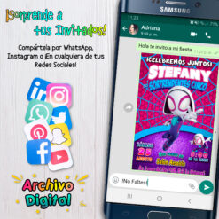 Ghost Spider Woman Gwen Invitación Digital de Cumpleaños