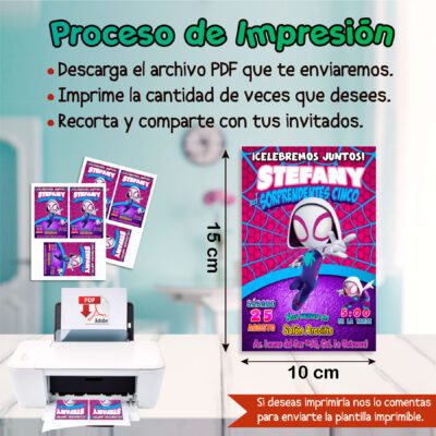 Ghost Spider Woman Gwen Invitación Digital de Cumpleaños