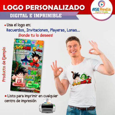 Dragon Ball Goku Bebé Logo Personalizado con Nombre para Cumpleaños - Imagen 4