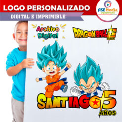 Dragon Ball Super Chibi Logo Personalizado con Nombre para Cumpleaños