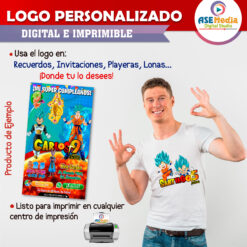 Dragon Ball Super Chibi Logo Personalizado con Nombre para Cumpleaños