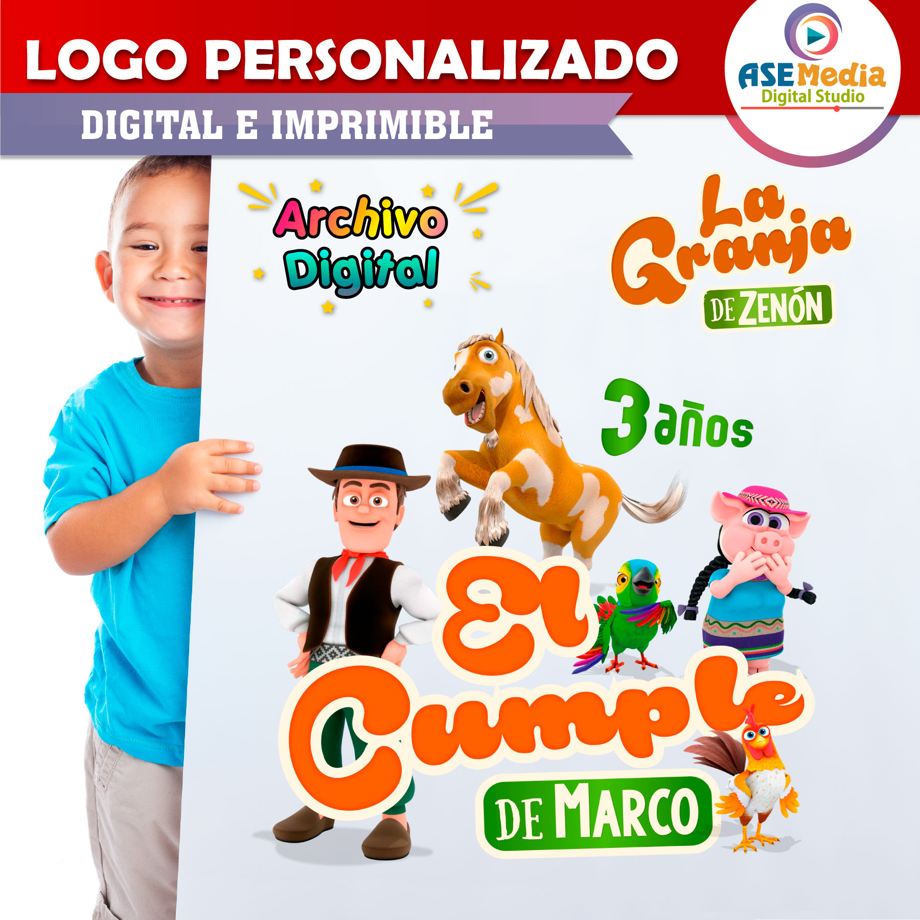 La Granja de Zenón Logo Personalizado con Nombre Mod. 05 - Imagen 2