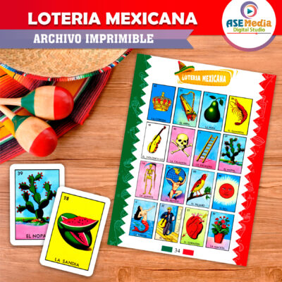 Alternative view of Lotería Mexicana Mi México Imprimible Mod. 02