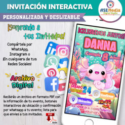 Ajolote Axolotl – Invitación Interactiva de Cumpleaños para WhatsApp