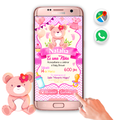 Baby Shower Osita Niña – Invitación Interactiva para WhatsApp