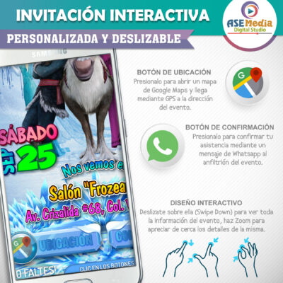 Frozen, Elsa y Ana – Invitación Interactiva de Cumpleaños para WhatsApp