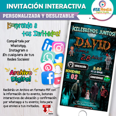 Noche de Terror – Invitación Interactiva de Cumpleaños para WhatsApp