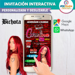 Alternative view of Karol G, La Bichota Invitación Interactiva de Cumpleaños