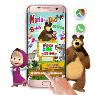 Masha y el Oso – Invitación Interactiva de Cumpleaños para WhatsApp