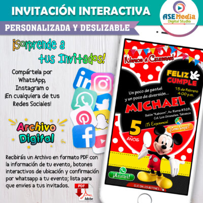 Mickey Mouse – Invitación Interactiva de Cumpleaños para WhatsApp