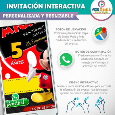 Mickey Mouse – Invitación Interactiva de Cumpleaños para WhatsApp