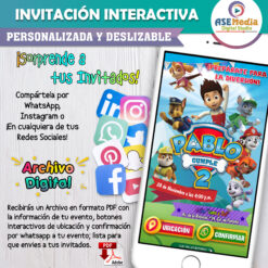 Paw Patrol, Everest y Sky – Invitación Interactiva de Cumpleaños para WhatsApp