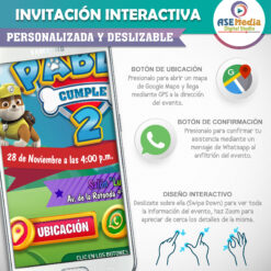 Paw Patrol, Everest y Sky – Invitación Interactiva de Cumpleaños para WhatsApp