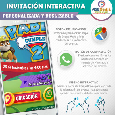 Paw Patrol, Everest y Sky – Invitación Interactiva de Cumpleaños para WhatsApp