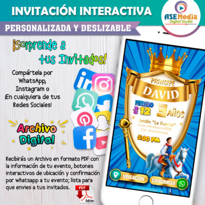 Principe Azul – Invitación Interactiva de Cumpleaños para WhatsApp