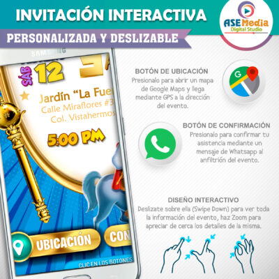 Principe Azul – Invitación Interactiva de Cumpleaños para WhatsApp
