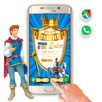 Principe Azul – Invitación Interactiva de Cumpleaños para WhatsApp