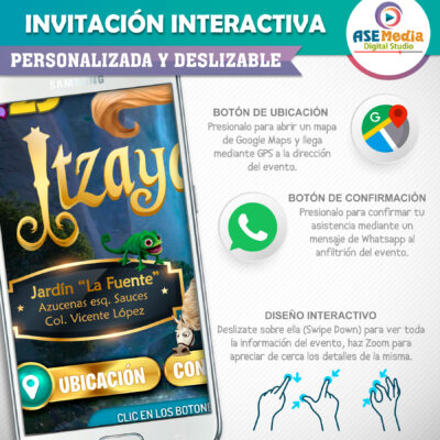 Rapunzel, Enredados – Invitación Interactiva de Cumpleaños para WhatsApp