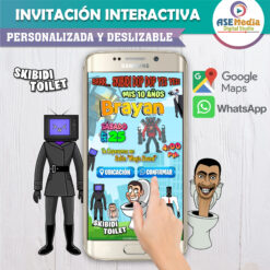 Skibidi Toilet – Invitación Interactiva de Cumpleaños para WhatsApp Mod. 02