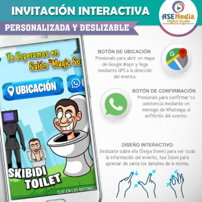 Skibidi Toilet – Invitación Interactiva de Cumpleaños para WhatsApp Mod. 02