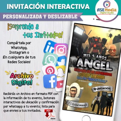 Titan TV Man y Cientifico Skibidi Toilet – Invitación Interactiva de Cumpleaños para WhatsApp