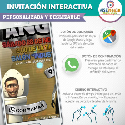 Titan TV Man y Cientifico Skibidi Toilet – Invitación Interactiva de Cumpleaños para WhatsApp
