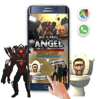 Titan TV Man y Cientifico Skibidi Toilet – Invitación Interactiva de Cumpleaños para WhatsApp