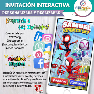 Spiderman, El Sorprendente Hombre Araña – Invitación Interactiva de Cumpleaños para WhatsApp