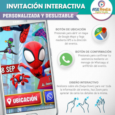 Spiderman, El Sorprendente Hombre Araña – Invitación Interactiva de Cumpleaños para WhatsApp